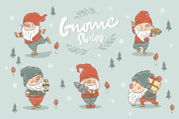Download Cute Winter Gnomes Vector Collection - Premium Resources