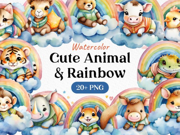 Download Bundle Rainbow Cute Animal Clipart PNG - Animal Collection