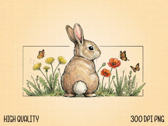 Download Cute Watercolor Bunny with Flowers PNG - Watercolor bunny Collection