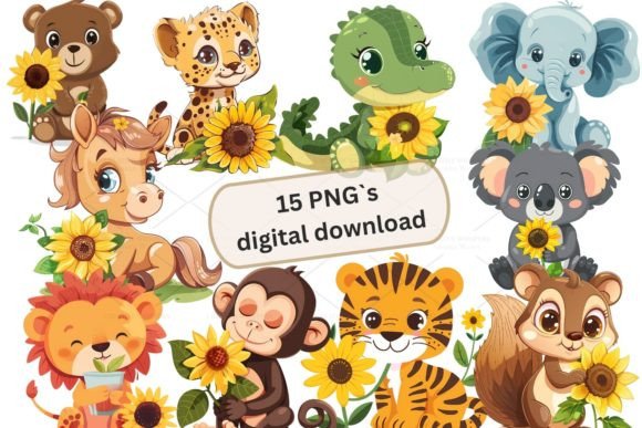 Download Cute Animal Clipart Sticker, PNG 4S-17 - Animal Collection