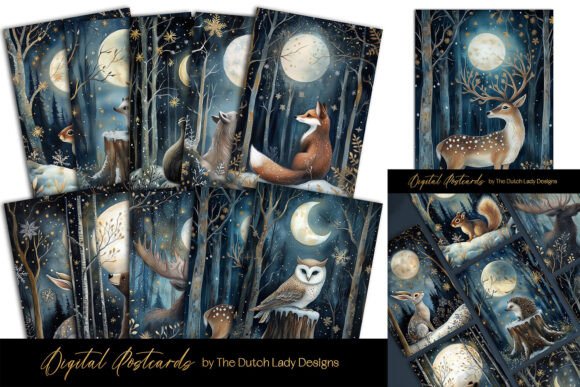 Download Frosty Forest Animals Postcard Set - Animal Collection