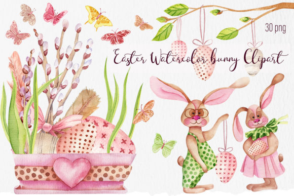 Download Easter Watercolor Bunny Clipart - Watercolor bunny Collection