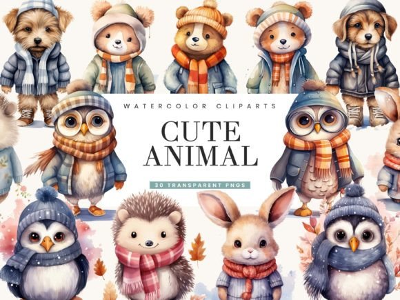 Download Watercolor Cute Animal Clipart Bundle - Animal Collection