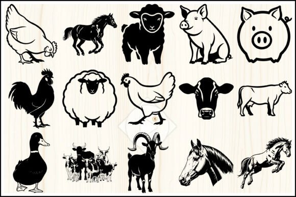 Download Farm Animal Silhouette SVG Bundle - Animal Collection