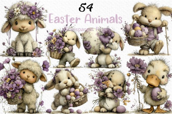 Download Whimsical Easter Animals Clipart PNG - Animal Collection
