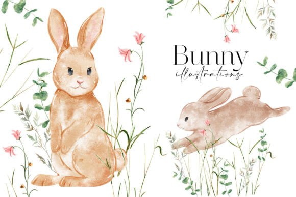 Download Watercolor Bunny Illustrations - Watercolor bunny Collection