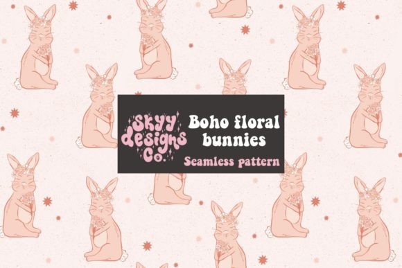 Download Boho Easter Bunny Seamless Pattern - Boho easter Collection