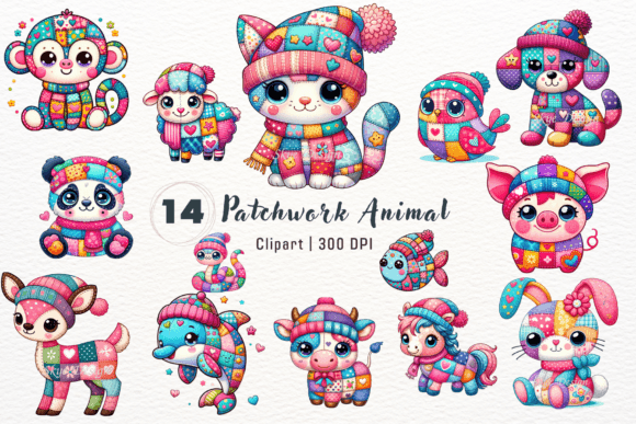 Download Patchwork Cute Animal Clipart - Animal Collection