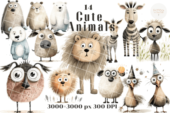 Download Cute Animal Clipart Set for Greeting Car - Animal Collection