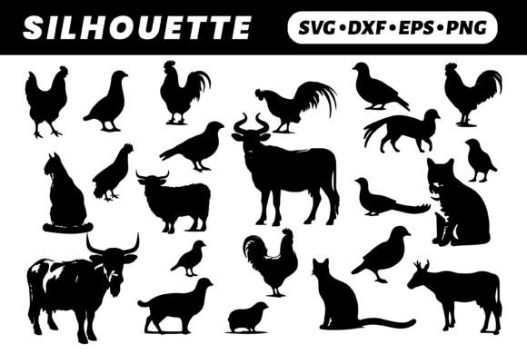 Download Farm Animals Silhouettes: Black &amp; White - Animal Collection