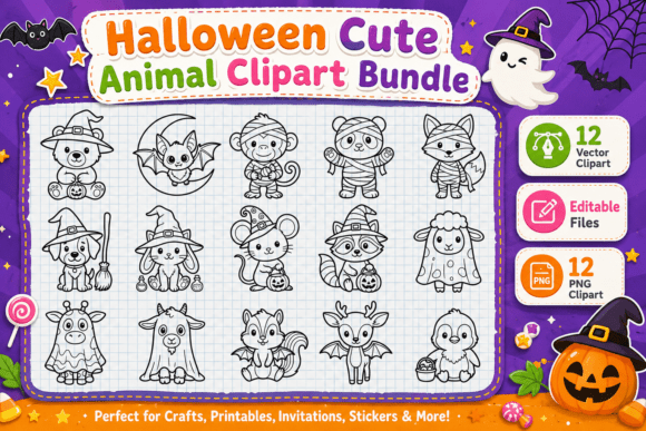 Download Halloween Cute Animal Clipart Bundle - Animal Collection